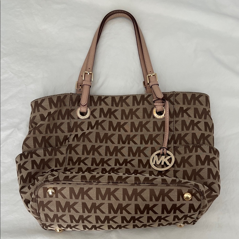 Michael Kors Brown and Tan Logo Tote
